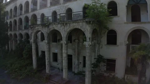 Abandoned Sanatorium - Front view Video stock 243488371