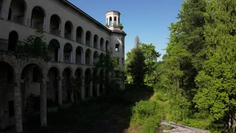 Abandoned Sanatorium - Side View Video stock 243487006