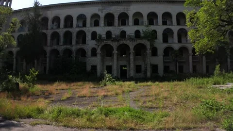 Abandoned Sanatorium - Yard view of Building N2 Video stock 243488919