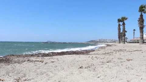 Abandoned Sandy Beach in Slowmotion Stock Footage 236663823