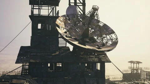 Abandoned satellite dish surrounded by rust and scattered fragments Vídeos de archivo 329942157