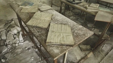 Abandoned school class in Chernobyl Stock Footage 116093459