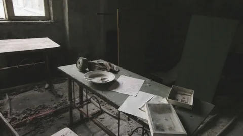 Abandoned school class in Chernobyl Stock Footage 116093469