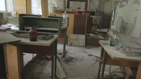 Abandoned school class in Chernobyl Stock Footage 116093791