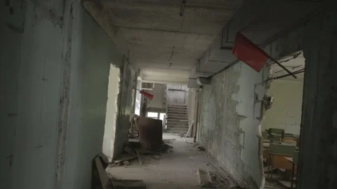 Abandoned school class in Chernobyl Stock Footage 116093794