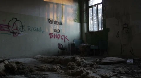 Abandoned school: students dormitory Stock Footage 46225401