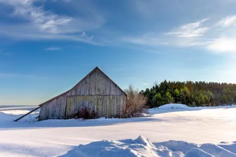 Abandoned Shed in Winter Stock Photos