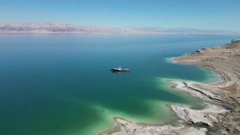 Abandoned ship on the Dead Sea Stock Footage 242231871