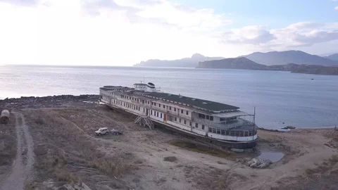 Abandoned ship Stock Footage