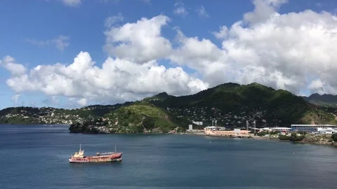 Abandoned ship, Grenada Stock Footage 73304037