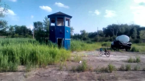 Abandoned, Shooting Range, Center 360 Panorama, Guard Tower, Truck, Harvey IL Video stock 247330964