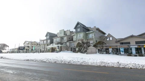 Abandoned Ski Resort in Winter During Covid 19 Shutdown Stock Footage 137854591