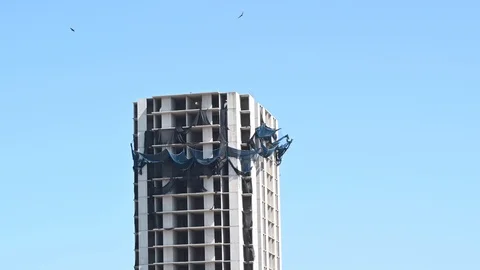 Abandoned skyscraper and birds 動画素材 124440743