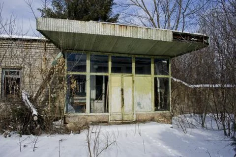 Abandoned Soviet canteen Stock Photos