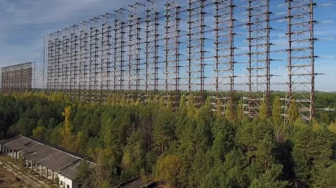 Abandoned Soviet Duga radar installation near Chernobyl. Stock Footage 68894258