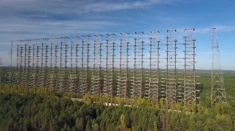 Abandoned Soviet Duga radar installation near Chernobyl. Stock Footage 68898239