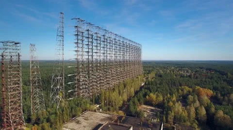 Abandoned Soviet Duga radar installation near Chernobyl. Stock Footage 68898953