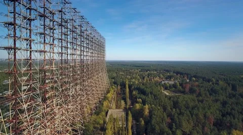Abandoned Soviet Duga radar installation near Chernobyl. Stock Footage 68899907