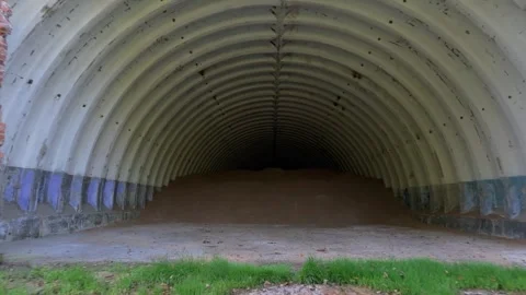Abandoned soviet nuclear missile base. Concrete bunker entrance in a forest 스톡 동영상 347016947