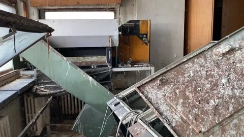 Abandoned Soviet Office with Old Computers and Dusty Furniture Stock Footage 281520352