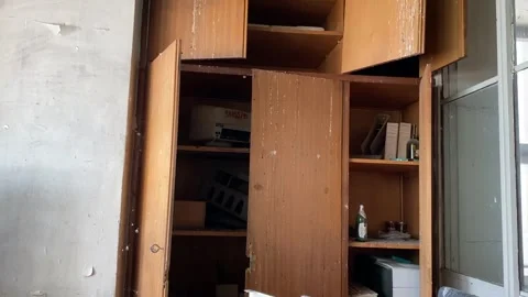 Abandoned Soviet Office with Old Computers and Dusty Furniture Stock Footage 281520380