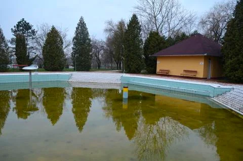 Abandoned spa pool in the fall Stock Photos
