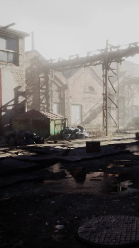 Abandoned space with rubble and debris in a historic building area Stock Footage 342659480