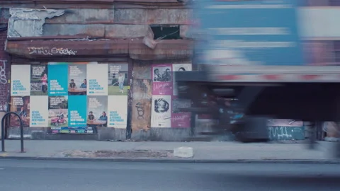 Abandoned storefront, Wide Angle, Brooklyn, New York Stock Footage 305836828