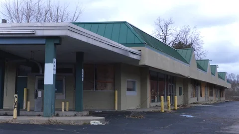 Abandoned Strip Mall 4K Stock Footage 128161831