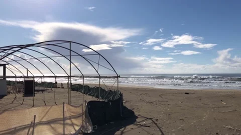 Abandoned structure on the mondragone seafront Stock-Footage 148226724