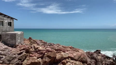 Abandoned Structure Overlooking The Sea of Cortez Stock Footage 203914142