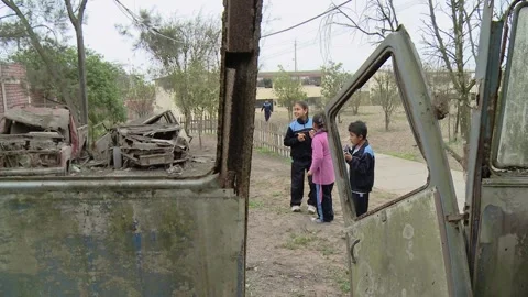 Abandoned stuff in a scrap yard Stock Footage 149600384