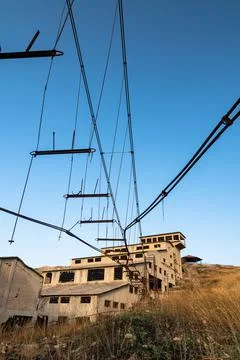 Abandoned sulphur mining complex Trabia Tallarita in Riesi, Sicily, Italy Stock Photos