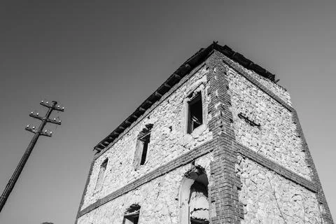 Abandoned sulphur mining complex Trabia Tallarita in Riesi, Sicily, Italy Stock Photos