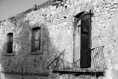 Abandoned sulphur mining complex Trabia Tallarita in Riesi, Sicily, Italy Stock Photos