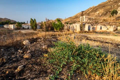Abandoned sulphur mining complex Trabia Tallarita in Riesi, Sicily, Italy Stock Photos