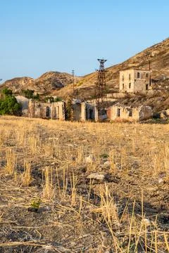 Abandoned sulphur mining complex Trabia Tallarita in Riesi, Sicily, Italy Stock Photos