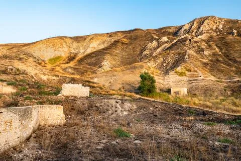 Abandoned sulphur mining complex Trabia Tallarita in Riesi, Sicily, Italy Stock Photos