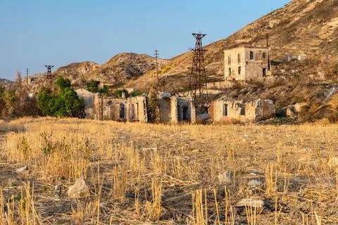 Abandoned sulphur mining complex Trabia Tallarita in Riesi, Sicily, Italy Stock Photos