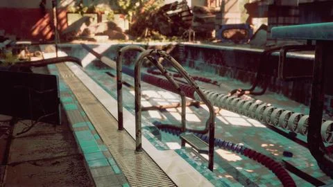 An abandoned swimming pool devoid of any human presence Stock Illustration