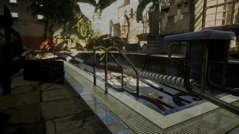 An abandoned swimming pool devoid of any signs of life Stock Illustration