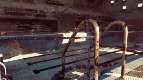 An abandoned swimming pool devoid of any human presence イラスト素材