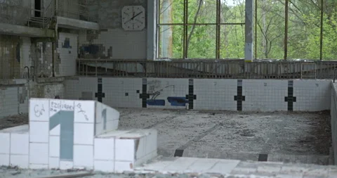 Abandoned swimming pool in Pripyat Stock Footage 200944632