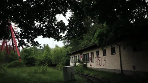 Abandoned Theme Park with Ferris Wheel Stock Footage 24433565