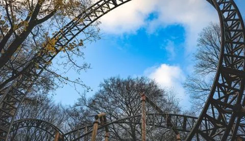 Abandoned theme park roller coaster ride Stock Photos