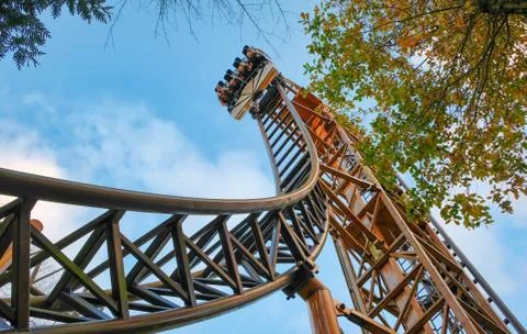 Abandoned theme park roller coaster ride Stock Photos