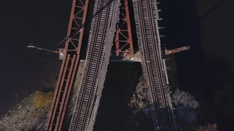 Abandoned train tracks and bridge Providence Rhode Island Stock Footage 119276992