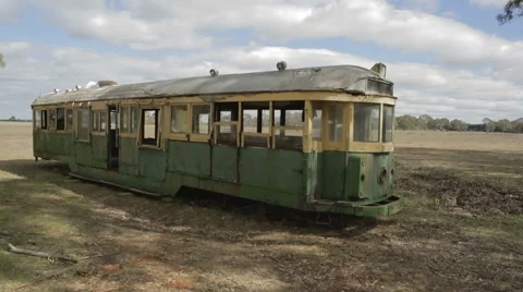 Abandoned tram car Stock Footage 52592750