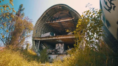 Abandoned Triple Decker Plane (GRADED) Stock Footage 84104599