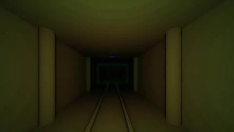 Abandoned tunnel with train tracks inside. Stockbeeldmateriaal 334197132